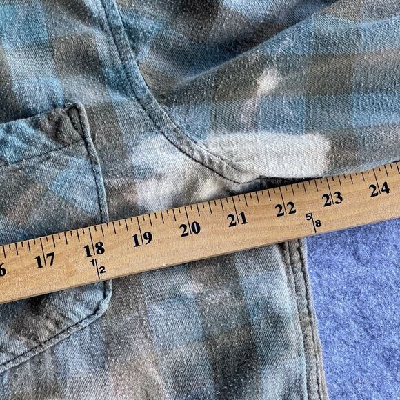 Folktown Shirt Mens Large Button Up Flannel Tie Dye Plaid Marine Bulldog Grunge - Picture 9 of 12